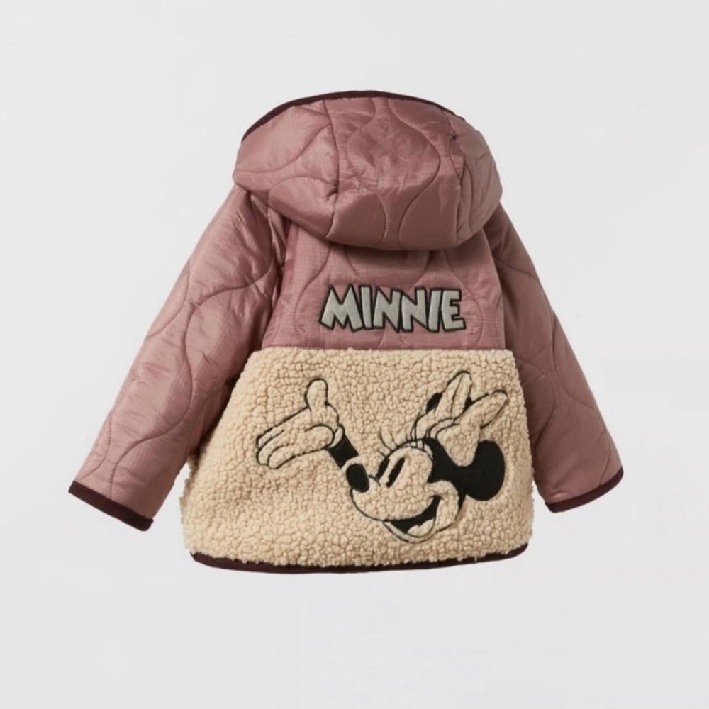 Zara x Minnie Mouse pink puffer jacket size 9-12 mos
